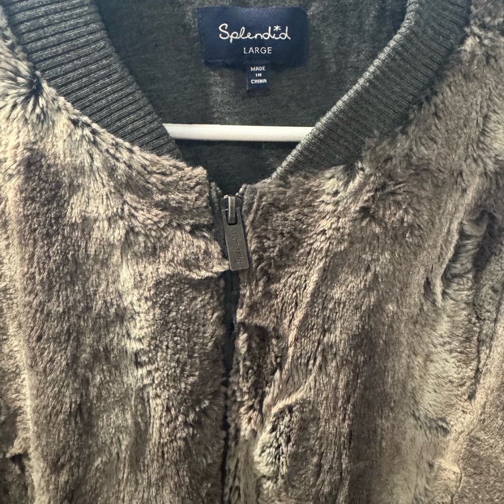 Splendid Faux Fur Jacket in Gray